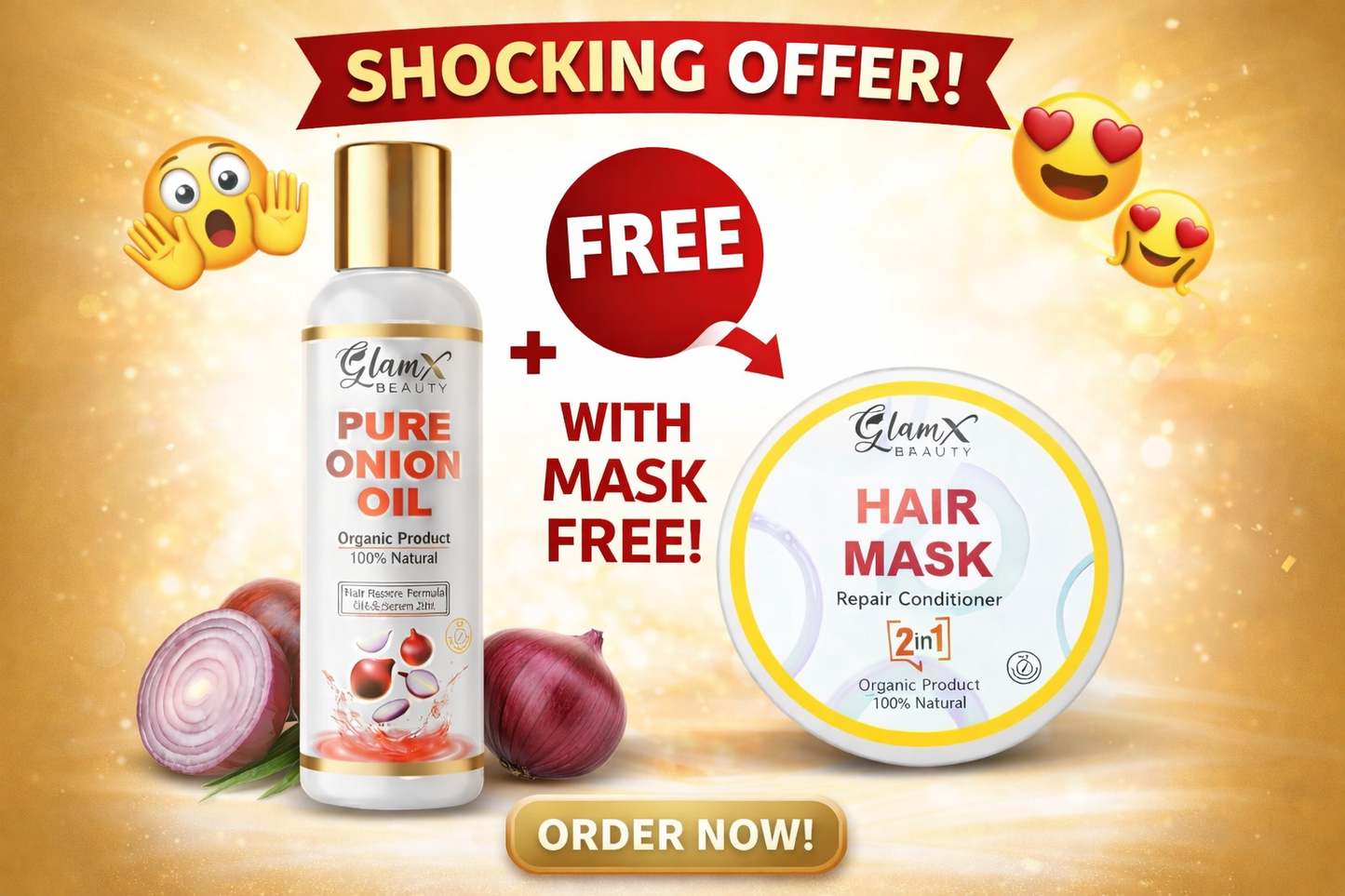 Pure Onion Hair Oil + Free Hair Mask Offer 🔥