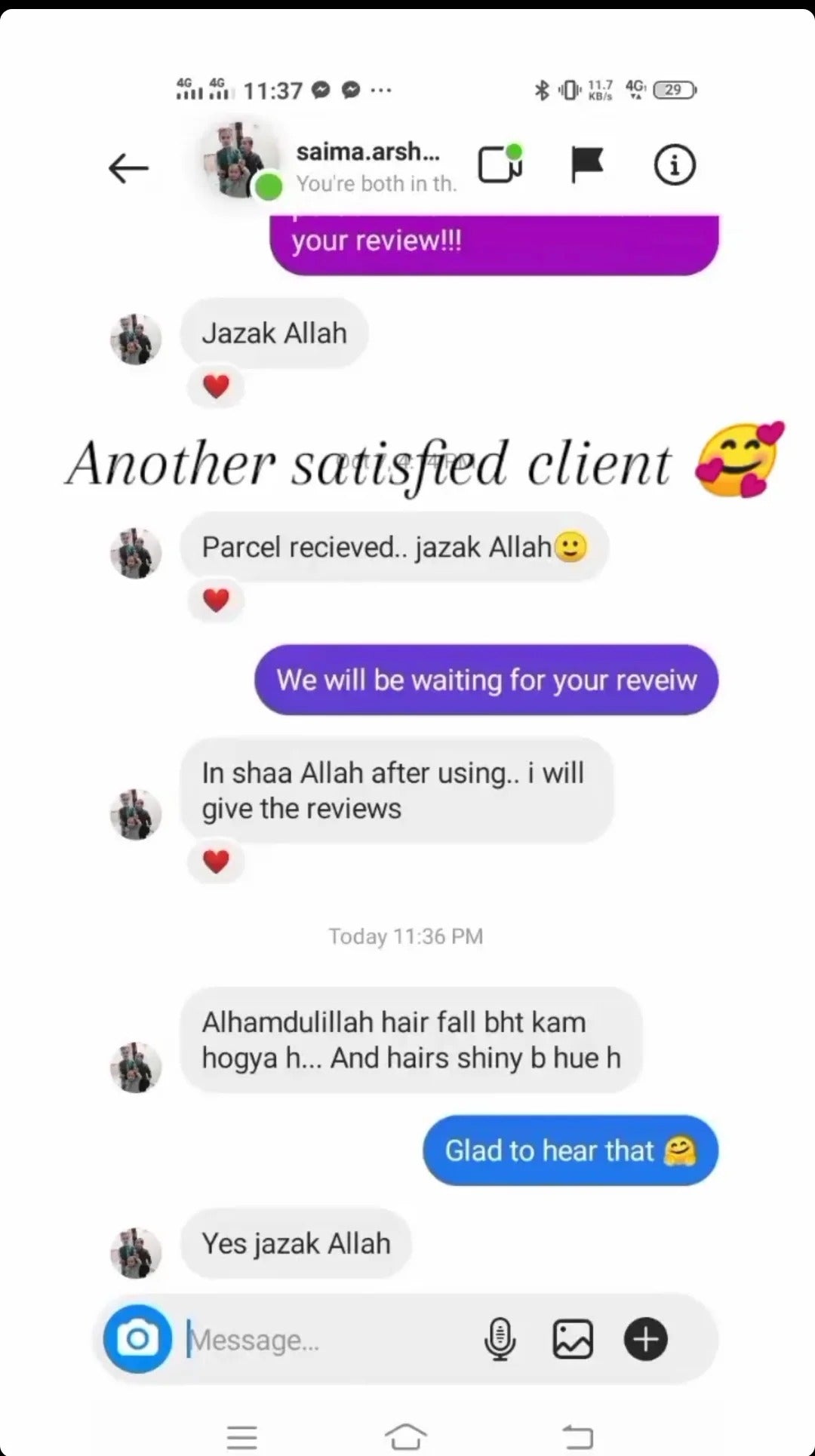 Happy Customer WhatsApp Review