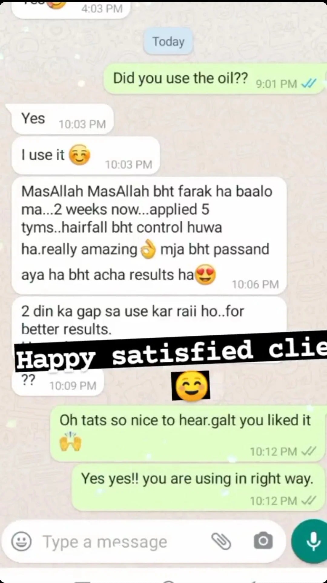 Happy Customer WhatsApp Review